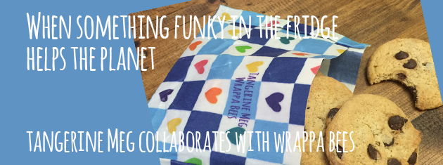 Header image for "When Something Funky in the Fridge Helps the Planet?" featuring cookies spilling out of a wrappa bees reusable wrap fashioned into a pocket